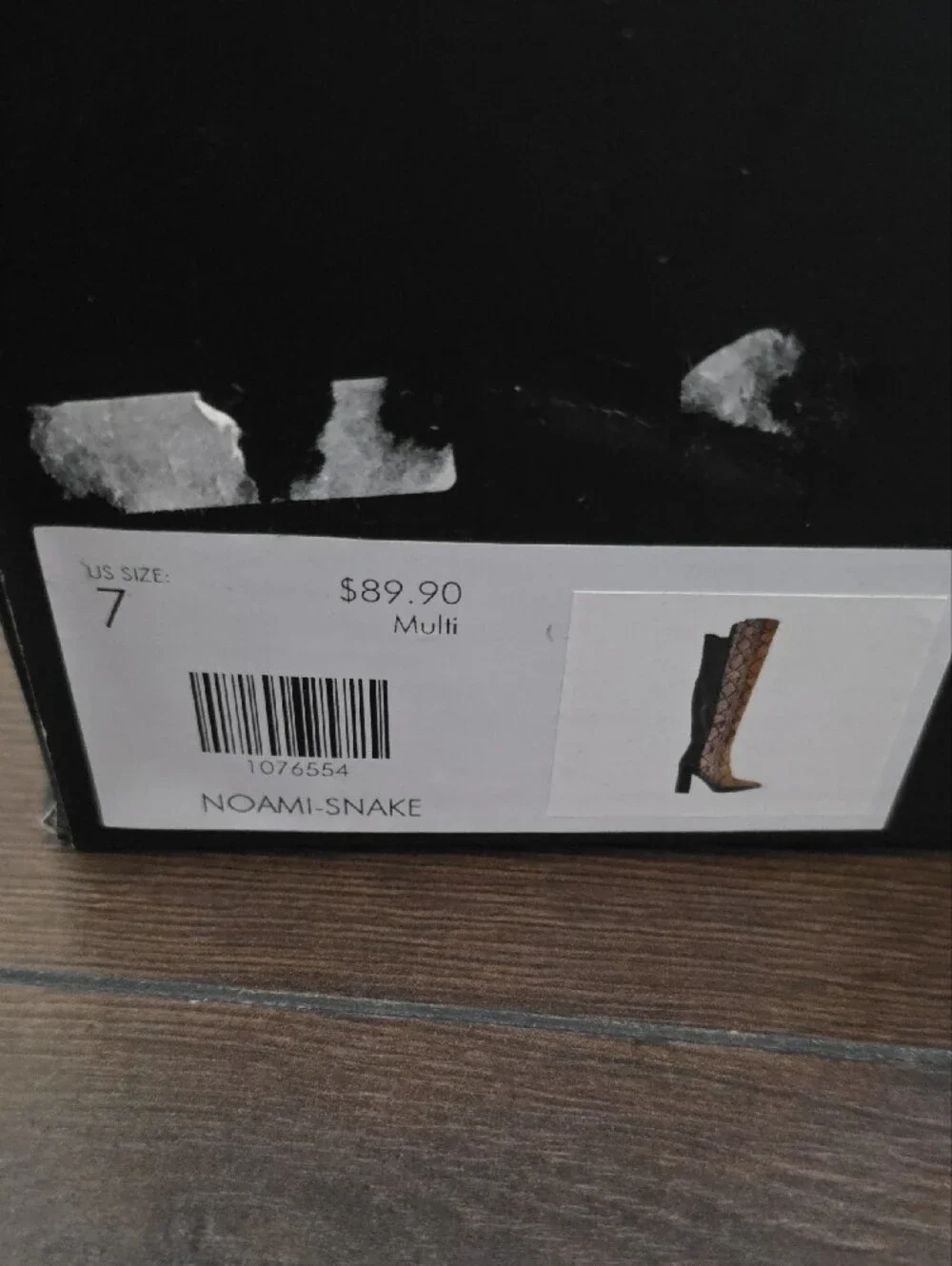 Akira Over-the-Knee Snake‎ Print and Black Block Heel Boots NWT